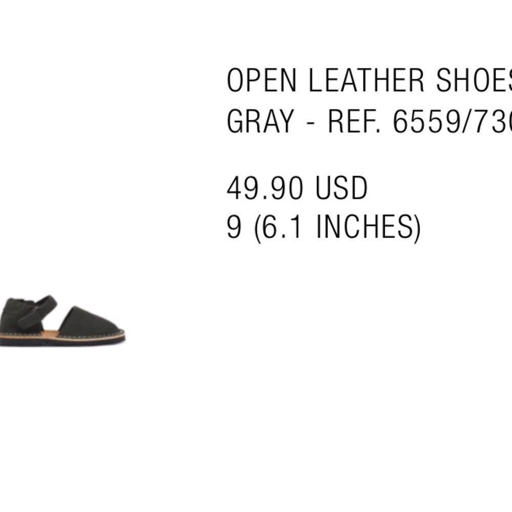 Zara Grey open leather shoes size 9 or 25